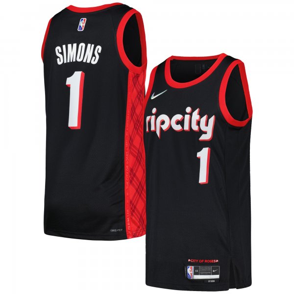 Men's Portland Trail Blazers Anfernee Simons Nike Black Swingman Player Jersey - City Edition