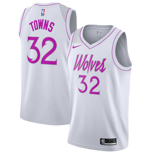 Men's Nike Minnesota Timberwolves #32 Karl-Anthony Towns White Swingman Earned Edition NBA Jersey