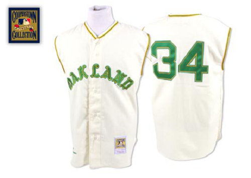 Mitchell And Ness Oakland Athletics #34 Rollie Fingers Stitched White Throwback MLB Jersey