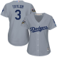 Women's Los Angeles Dodgers #3 Chris Taylor Grey Alternate Road 2018 World SeriesStitched MLB Jersey