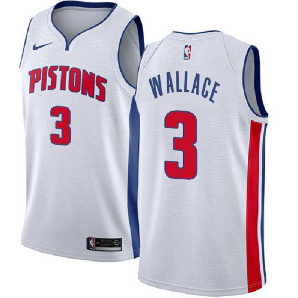 Men's Nike Detroit Pistons #3 Ben Wallace White NBA Swingman Association Edition Jersey