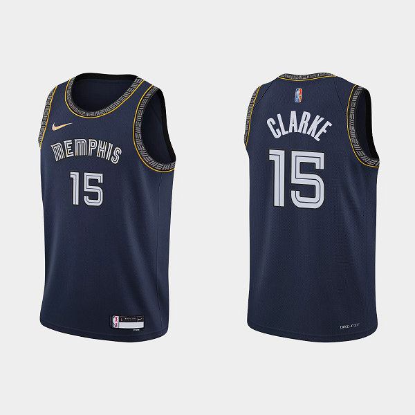 Men's Memphis Grizzlies #15 Brandon Clarke City 2021-22 75th Anniversary Navy NBA Jersey