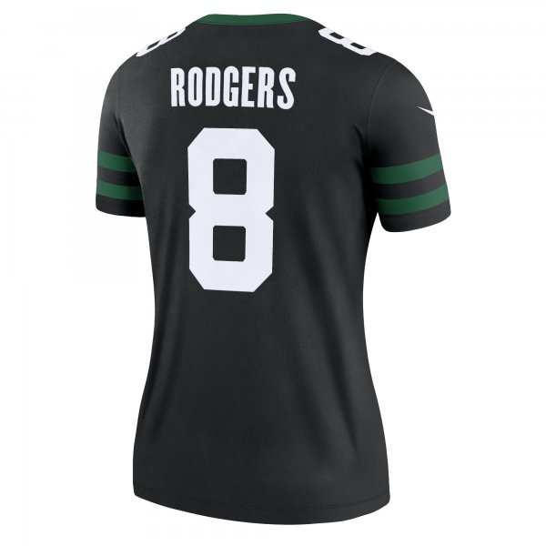 Women's New York Jets Aaron Rodgers Nike Legacy Black Alternate Legend Jersey