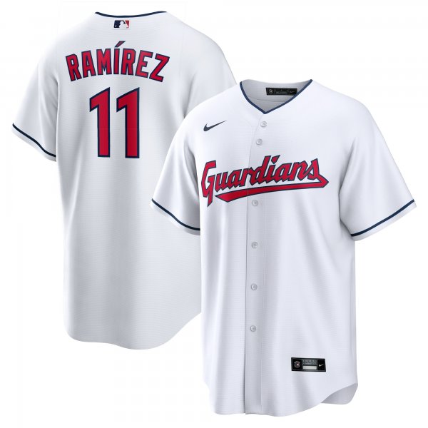 Men's Cleveland Guardians #11 Jose Ramirez Nike White Replica Player Jersey