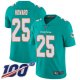 Miami Dolphins #25 Xavien Howard Aqua Green Team Color Men's Stitched NFL 100th Season Vapor Limited Jersey