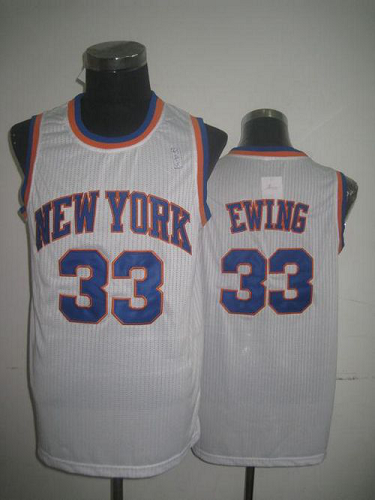 Men's New York Knicks #33 Patrick Ewing White Throwback Stitched NBA Jersey