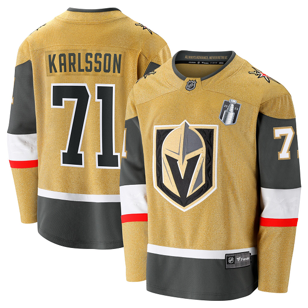 Men's Vegas Golden Knights #71 William Karlsson Gold 2023 Stanley Cup Final Home Breakaway Player Jersey