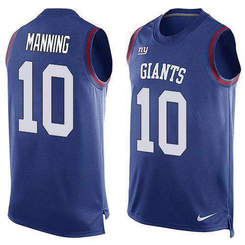 Nike New York Giants #10 Eli Manning Royal Blue Team Color Men's Stitched NFL Limited Tank Top Jersey