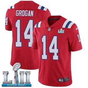 Men's Nike NFL New England Patriots #14 Steve Grogan Limited Alternate Red Vapor Untouchable Super Bowl LII Jersey