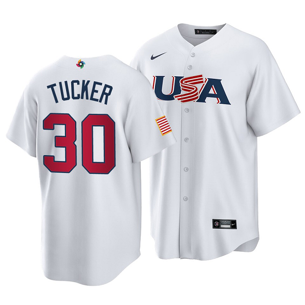 Houston Astros #30 Kyle Tucker 2023 World Baseball Classic White  Men's USA Jersey