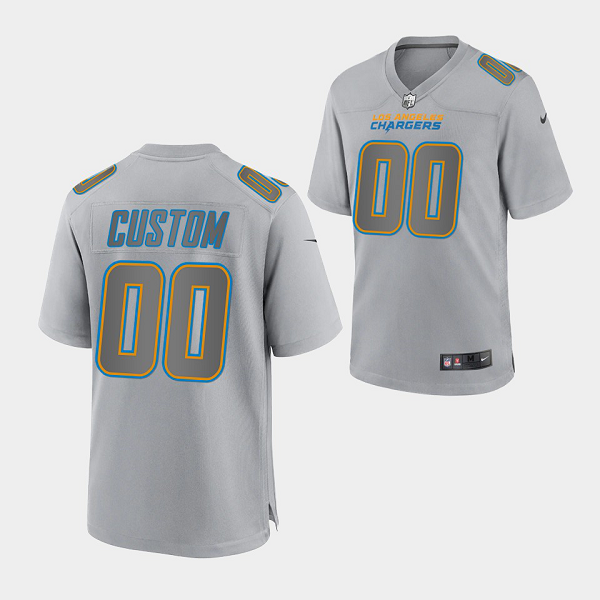 Men's Nike NFL Los Angeles Chargers Custom #00 Gray Atmosphere Fashion Game Jersey