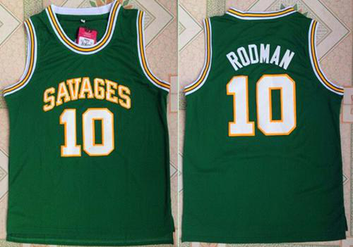 Men's Chicago Bulls #10 Dennis Rodman Green Savage Storm College Stitched NBA Jersey