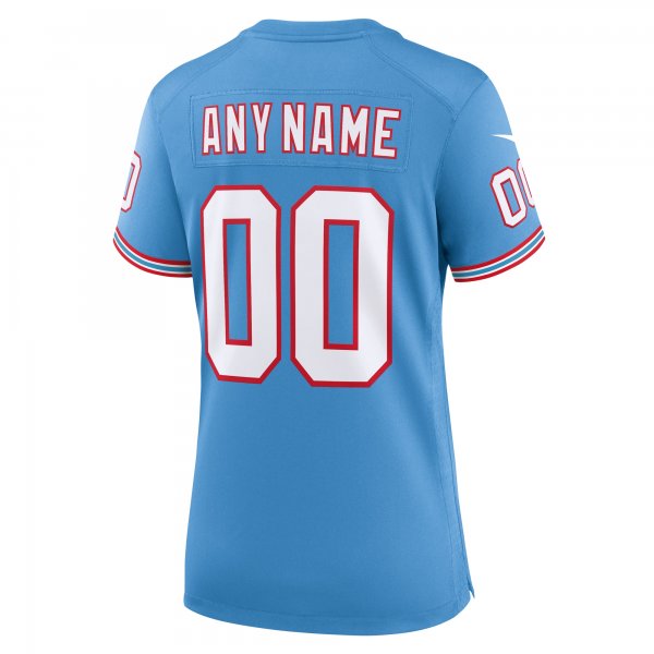 Women's Tennessee Titans Nike Light Blue Oilers Throwback Custom Game Jersey