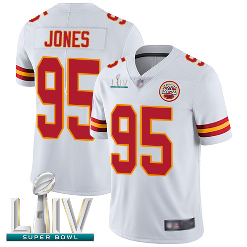 Kansas City Chiefs #95 Chris Jones White Super Bowl LIV Bound Men's Stitched NFL Vapor Untouchable Limited Jersey