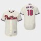 Men's Philadelphia Phillies #10 J.T. Realmuto Cream 150th Anniversary Patch Flex Base MLB Jersey