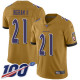 Men's Baltimore Ravens #21 Mark Ingram II Gold Stitched NFL Limited Inverted Legend 100th Season Jersey