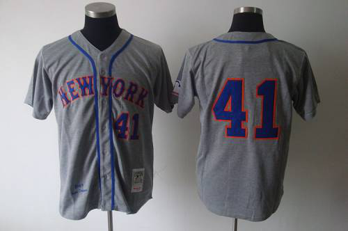 Mitchell And Ness 1969 New York Mets #41 Tom Seaver Grey Stitched MLB Jersey