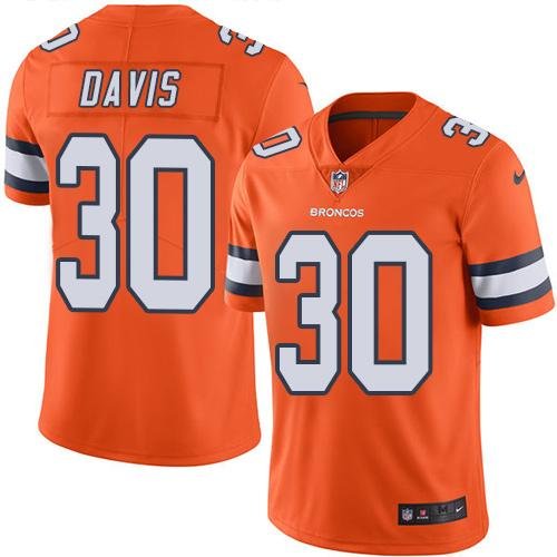 Nike Denver Broncos #30 Terrell Davis Orange Youth Stitched NFL Limited New Color Rush Jersey