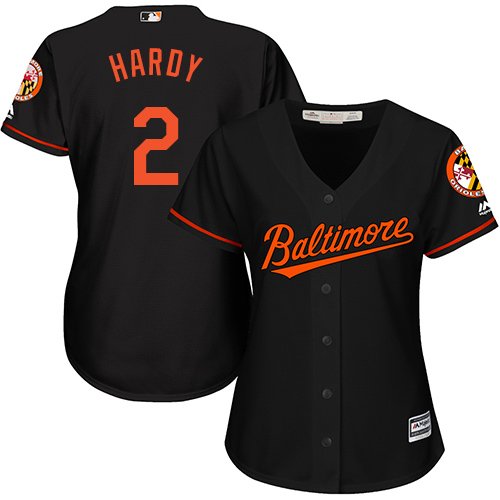 Baltimore Orioles #2 J.J. Hardy Black Alternate Women's Stitched MLB Jersey