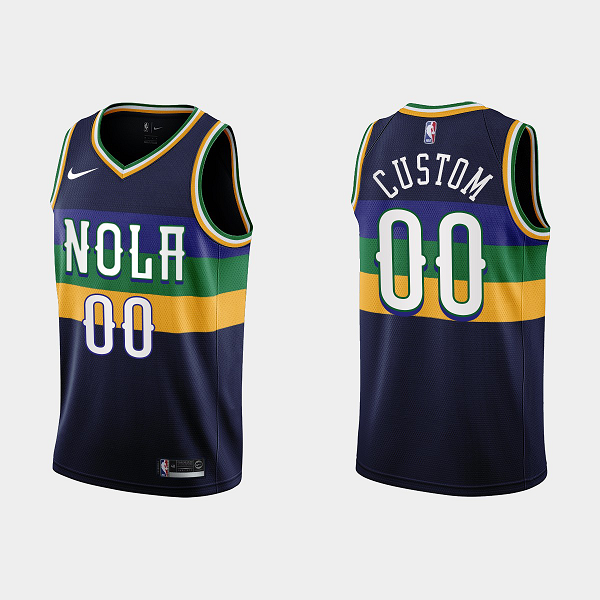 Men's New Orleans Pelicans #00 Custom 2022-23 City Edition Navy NBA Jersey