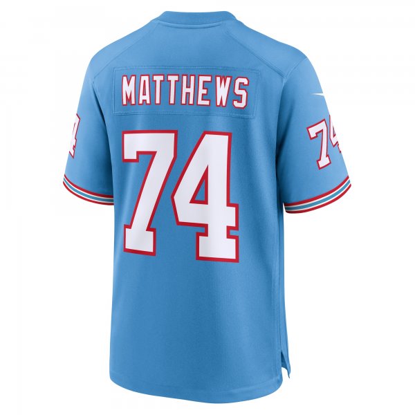 Men's Tennessee Titans Bruce Matthews Nike Light Blue Oilers Throwback Retired Player Game Jersey