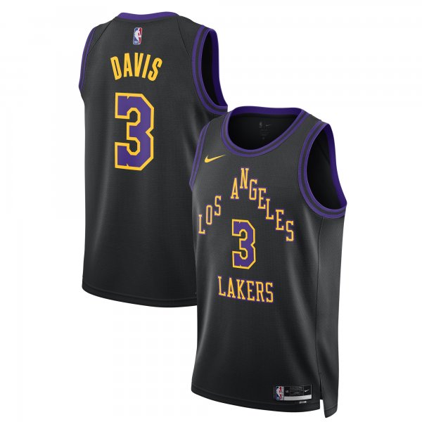 Men's Unisex Los Angeles Lakers #3 Anthony Davis Nike Black 2023/24 Swingman City Edition Jersey