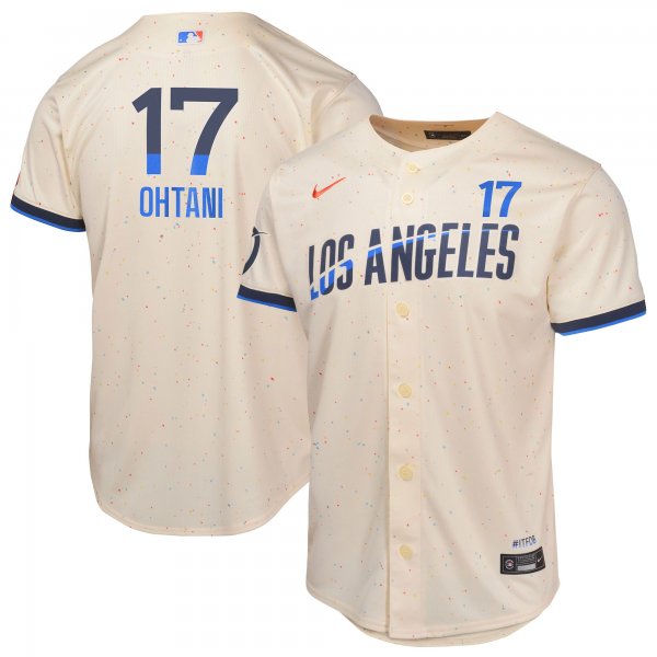 Youth Los Angeles Dodgers #17 Shohei Ohtani Nike Cream 2024 City Connect Cool Base Jersey