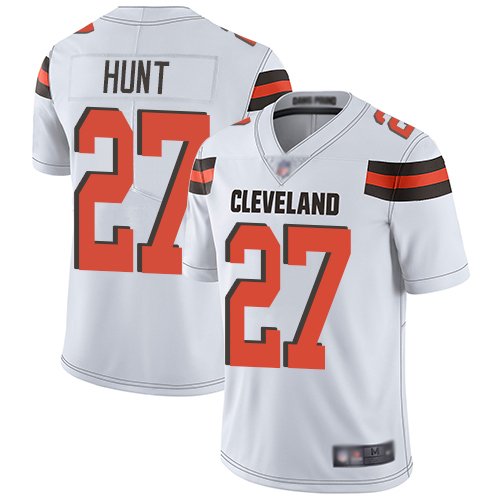 Youth Cleveland Browns #27 Kareem Hunt White Limited NFL Road Vapor Untouchable Jersey