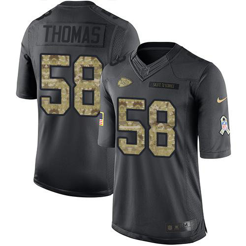 Men's Nike Kansas City Chiefs #58 Derrick Thomas Black Stitched NFL Limited 2016 Salute to Service Jersey