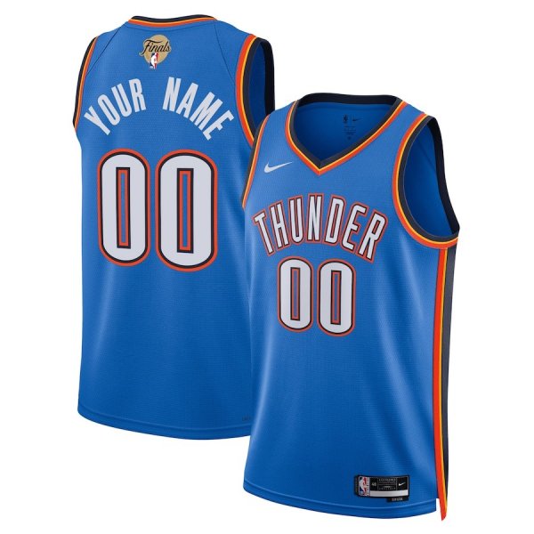 Men's Unisex Oklahoma City Thunder Nike Blue 2025 NBA Finals Patch Custom Swingman Jersey - Icon Edition