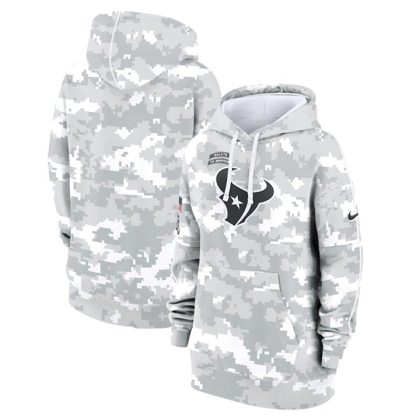 Women's Nike Arctic Camo Houston Texans 2024 Salute To Service Club Fleece Pullover Hoodie