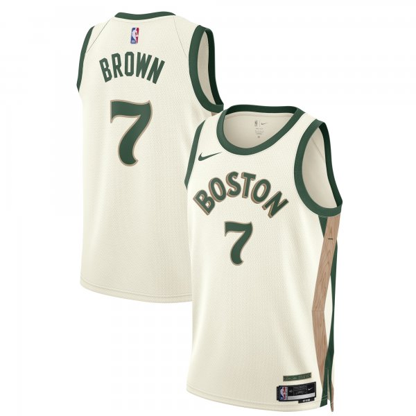 Men's Unisex Boston Celtics #7 Jaylen Brown Nike White 2023/24 Swingman City Edition Jersey