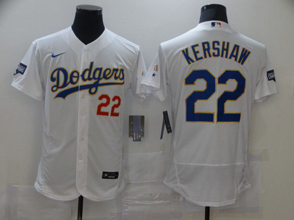 Men Los Angeles Dodgers 22 Kershaw White Flexbase 2021 Nike MLB Jerseys