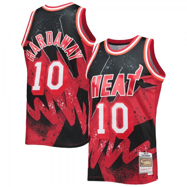 Men's Miami Heat Tim Hardaway Mitchell & Ness Scarlet Hardwood Classics 1996/97 Hyper Hoops Swingman Jersey