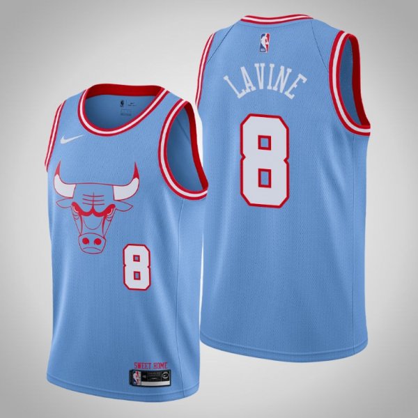 Men's Nike Chicago Bulls #8 Zach LaVine Light Blue City Edition 2019-2020 Swingman Jersey