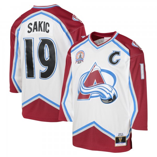 Youth Colorado Avalanche Joe Sakic Mitchell & Ness White 2000 Blue Line Player Jersey