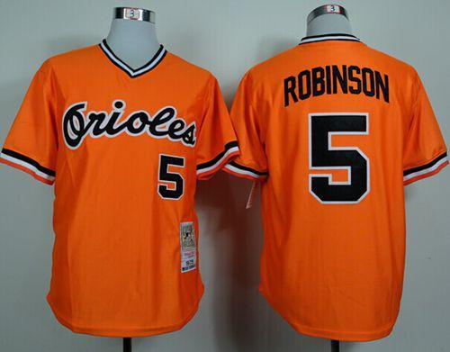 Mitchell And Ness 1975 Baltimore Orioles #5 Brooks Robinson Orange Throwback Stitched MLB Jersey