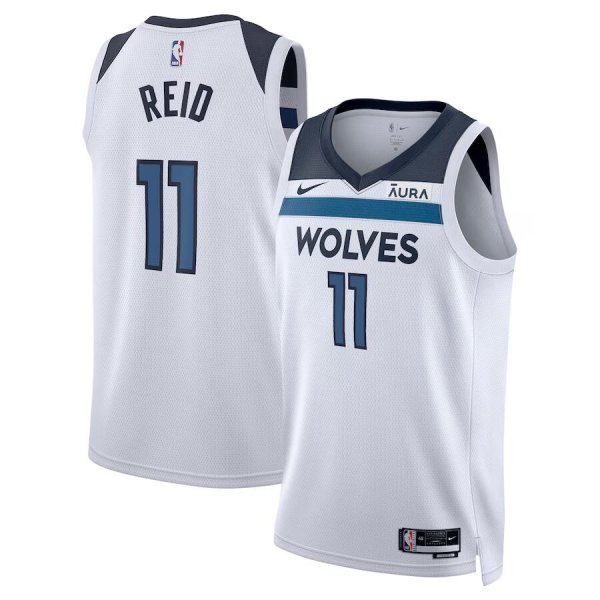 Youth Nike Minnesota Timberwolves #11 Naz Reid White Swingman Badge Association Edition Jersey