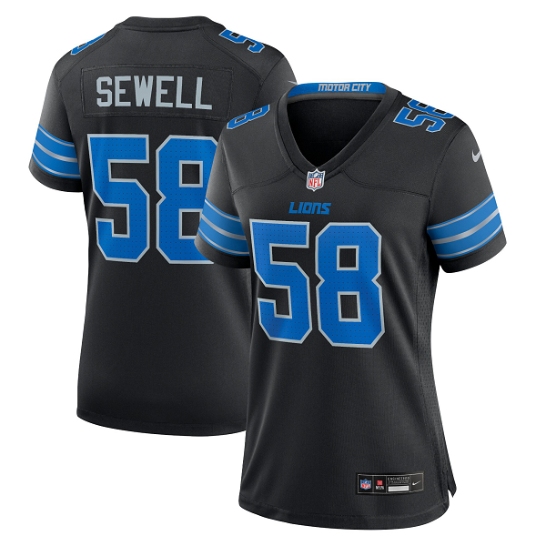 Women's Detroit Lions #58 Penei Sewell Nike Black Alternate Limited Jersey