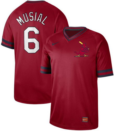 Men's Nike St. Louis Cardinals #6 Stan Musial Red Cooperstown Collection Stitched MLB Jersey