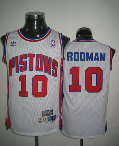 Men's Throwback Detroit Pistons #10 Richard Rodman White Stitched NBA Jersey