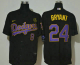 Men's Los Angeles Dodgers #24 Kobe Bryant Black With Purple Name KB Patch Stitched MLB Cool Base Nike Jersey