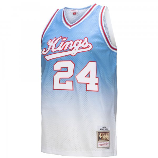 Men's Sacramento Kings Reggie Theus Mitchell & Ness White/Light Blue 1985/86 Hardwood Classics Fadeaway Swingman Player Jersey