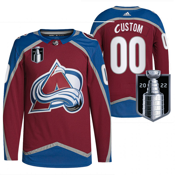 Men's Colorado Avalanche 2022 Stanley Cup Playoffs Burgundy Custom Jersey