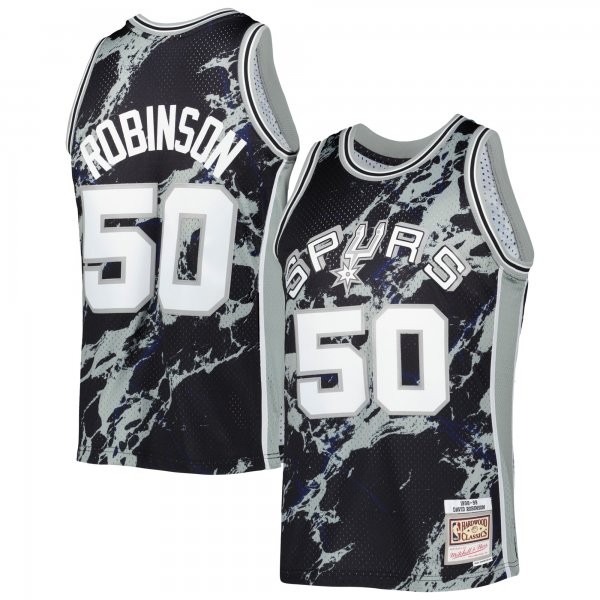 Men's San Antonio Spurs David Robinson Mitchell & Ness Black 1998/99 Hardwood Classics Marble Swingman Jersey