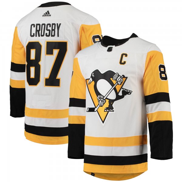 Men's Pittsburgh Penguins Sidney Crosby adidas White Away Primegreen Pro Player Jersey