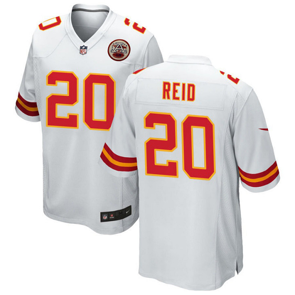 Men's Kansas City Chiefs #20 JUSTIN REID White Game Jersey