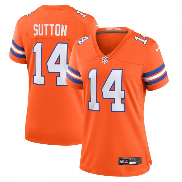 Women's Denver Broncos #14 Courtland Sutton Nike Orange Mile High Collection 1977 Throwback Player Jersey