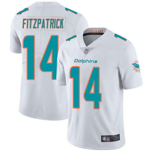 Men's Nike Miami Dolphins #14 Ryan Fitzpatrick Limited Road White Football Vapor Untouchable NFL Jersey