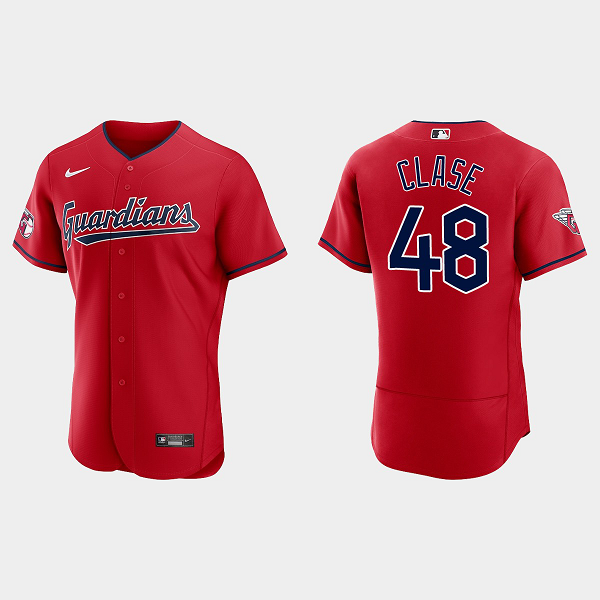 Men's Cleveland Guardians #48 Emmanuel Clase Flex Base MLB Jersey - Red